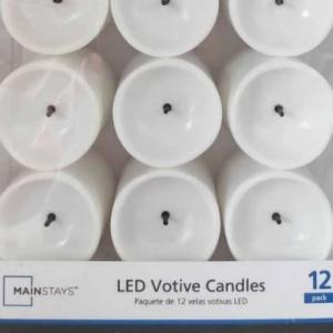 Mainstays Unscented Flameless LED Votives, White, 12 Count. The price is inclusive of FREE shipping