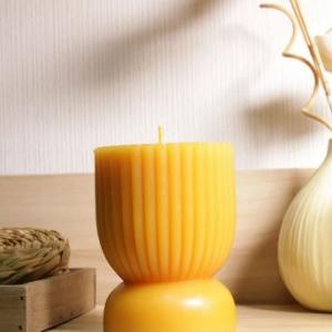 Ribbed Pillar Unscented Candle, 3×4 inches, Yellow. The price is inclusive of FREE shipping