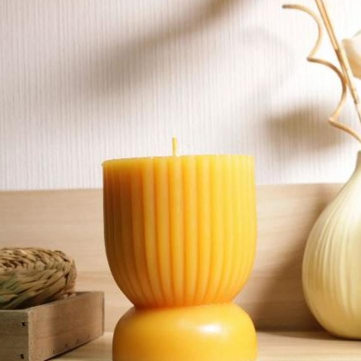 Ribbed Pillar Unscented Candle, 3×4 inches, Yellow. The price is inclusive of FREE shipping